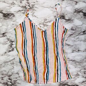 Ginger G Spaghetti Strap Striped Tank Top Pink Women M Spring Boho Cottage